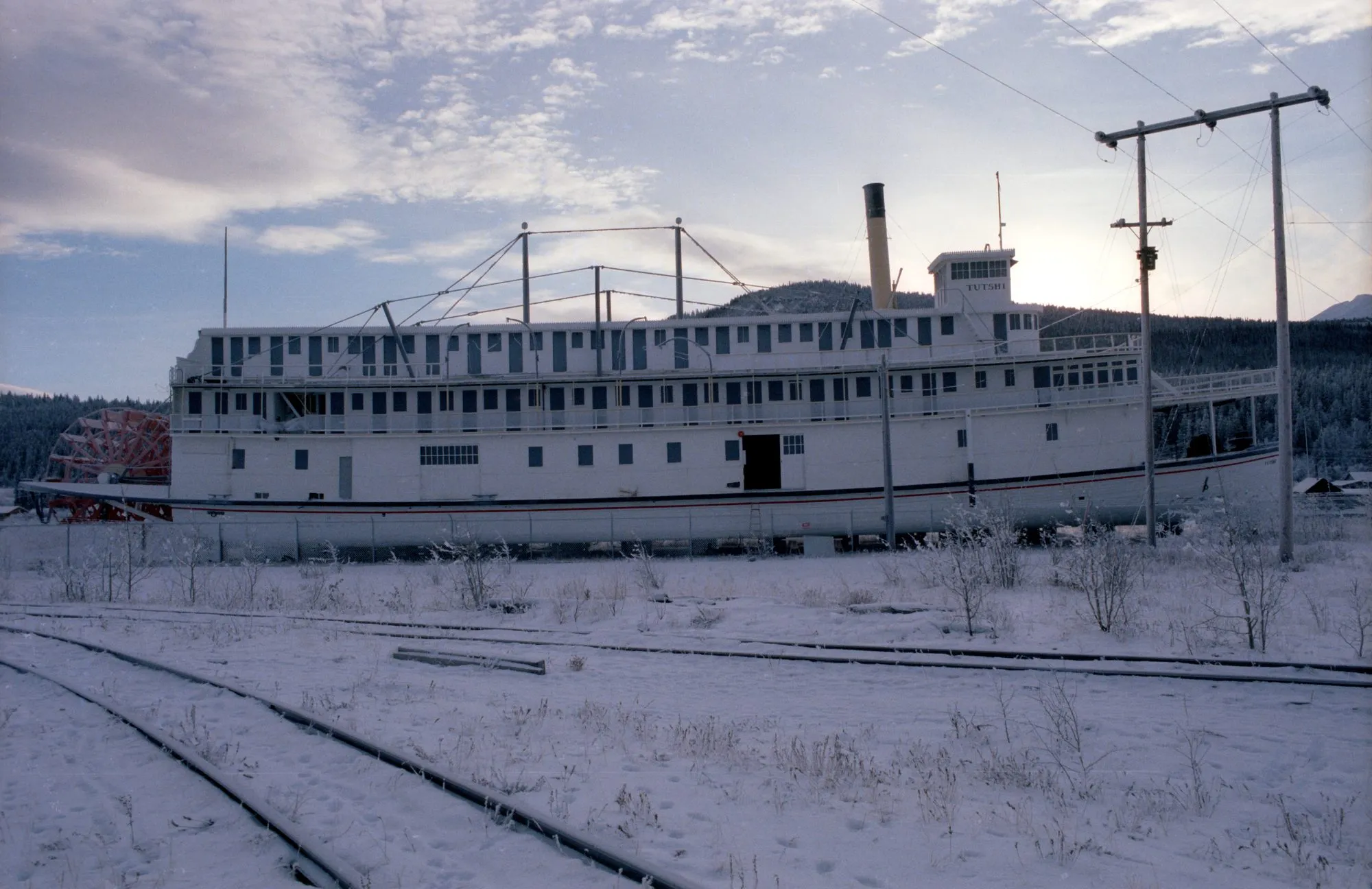 Broadside on shore in winter
